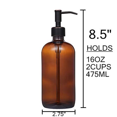 6 Pack Empty Amber Glass Pump Bottles 2 Pack 16 Ounce And 4 Pack 8 Ounce Pump Bottles Soap