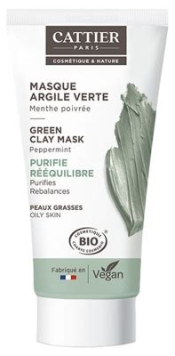 Cattier Masque Argile Verte Peaux Grasses Bio 30 Ml