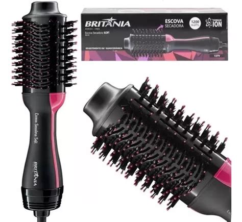 Escova De Cabelo E Secador Em Brit Nia Soft Bec Origin Cor Preto