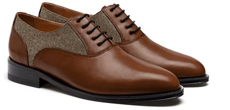 Oxford shoes - brown leather & tweed