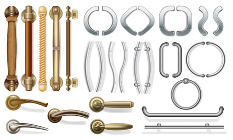 Premium Vector | A set of door handles for doors of different types.