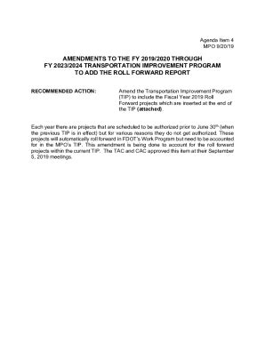 Fillable Online AMENDMENTS TO THE FY 2019 2020 THROUGH FY 2023 Fax