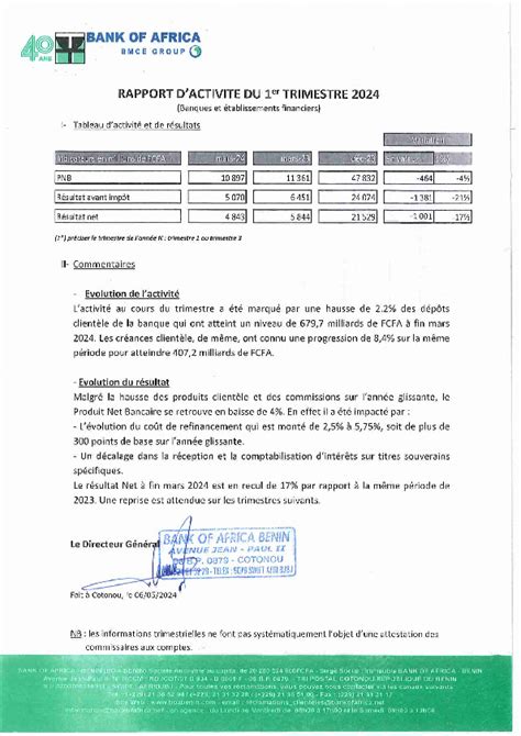 Rapport d activités 1er trimestre 2024 BOA BENIN Abidjan net