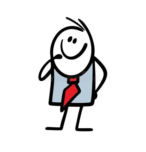 Funny Cartoon Businessman In A Business Suit Looks Interested Stock