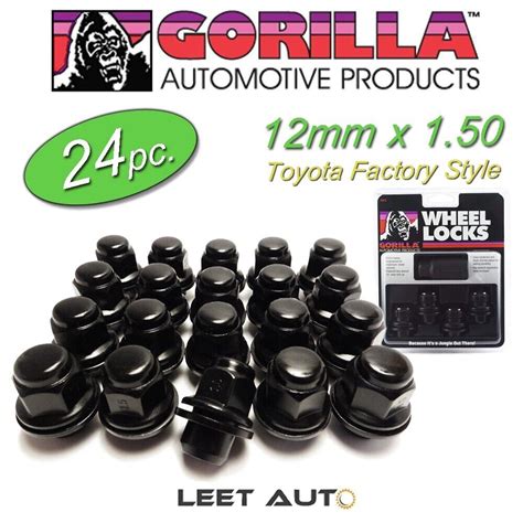 24pc Gorilla Lug Nuts Wheel Locks Black Toyota Lexus Factory