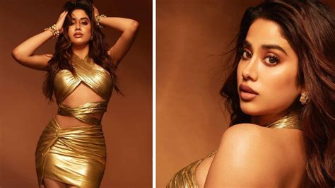 Janhvi Kapoor Oozes Oomph In Sexy Golden Mini Dress See The Diva Flaunt Her Figure In Bodycon