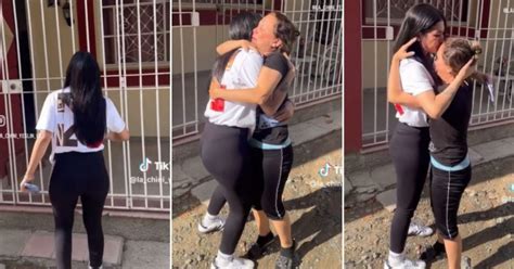 Emotivo reencuentro sorpresa de una cubana con su padre tras 10 años