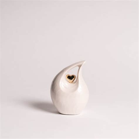 Teardrop Urn Middel Ml Creme Wit Goud Bol