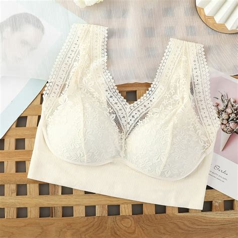 Lolmot Womens Plus Size Support Bra Sheer Wirefree Bra With Support Lace Comfy Lift Up Full