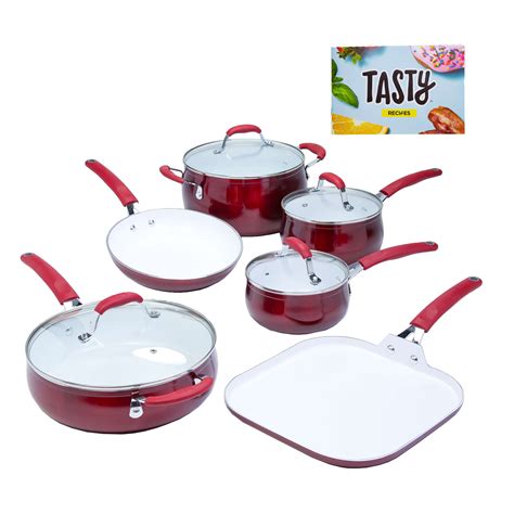 Tasty 11pc Cookware Set Non Stick Titanium Reinforced Ceramic