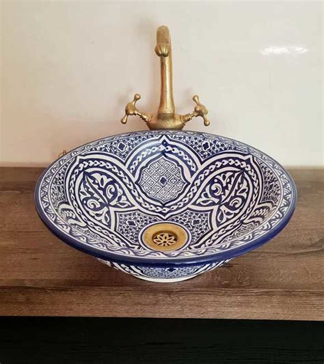 Jeenalavie Drop In Or Undermount Bohemian Bathroom Sink Handpainted