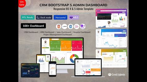 Crm Admin Dashboard Template Bootstrap User Interface Crmx Youtube