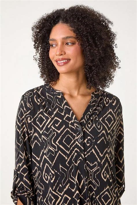 Tops Abstract Print Stretch Jersey Shirt Roman