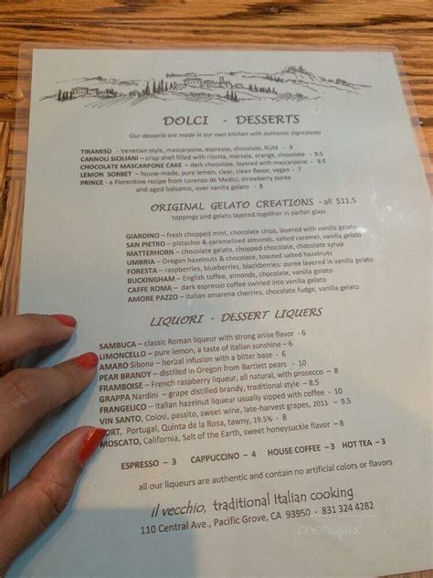 Online Menu Of Il Vecchio Pacific Grove CA