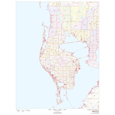 Pinellas County, Florida - Zip Codes by Map Sherpa - The Map Shop