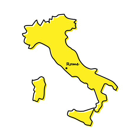 Simple outline map of Italy with capital location 21827122 Vector Art ...