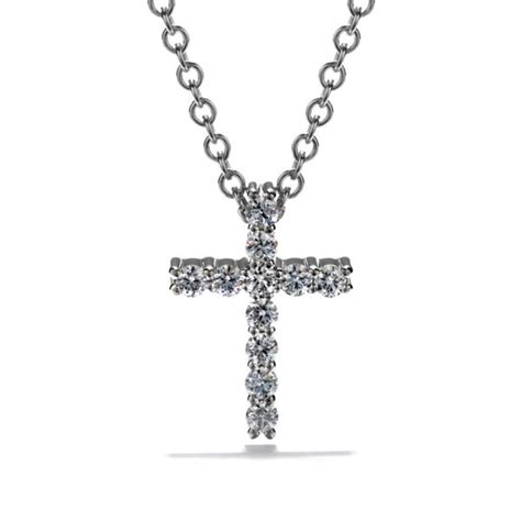 Hearts On Fire Whimsical Small Cross Pendant White Gold Necklace