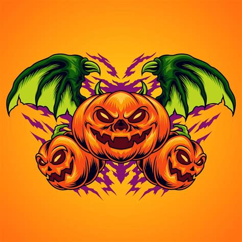 3 Halloween Pumpkin Devils With Wings 11958822 Vector Art At Vecteezy