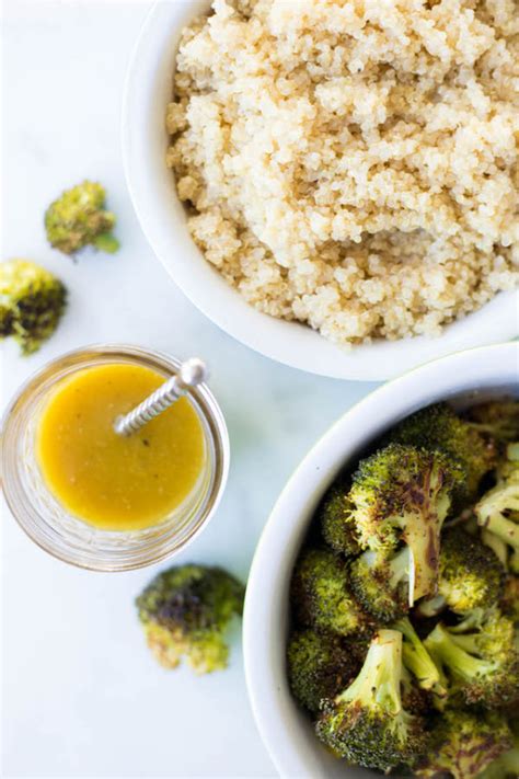 Roasted Broccoli Quinoa Salad With Honey Mustard Dressing Fooduzzi