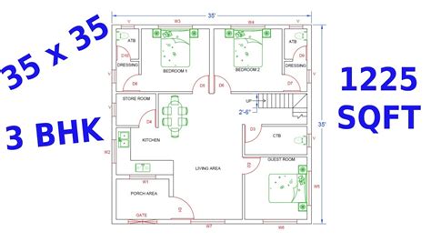 35x35 Ghar Ka Naksha 35 X 35 House Plan 3bhk 35 35 House Map Vc Cad Plan Youtube