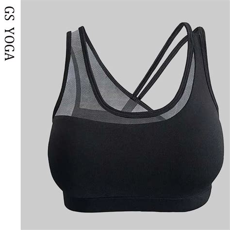 New Sexy Sports Bra Sexy Mesh Patchwork Tank Top Crop Push Up Yoga Bra