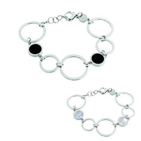 Bracciale Cerchi Acrilico E Madreperla Acciaio Marl Br