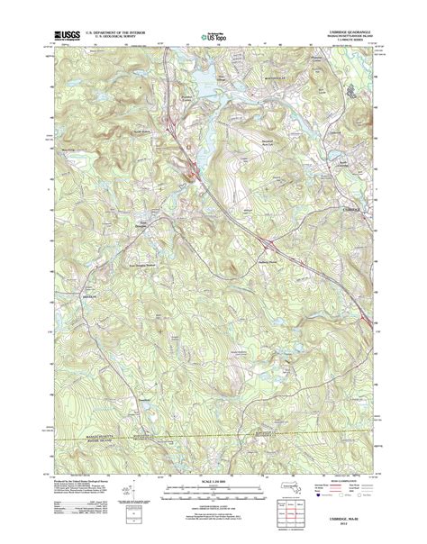 Uxbridge Massachusetts 2012 USGS Old Topo Map Reprint 7x7 MA Quad