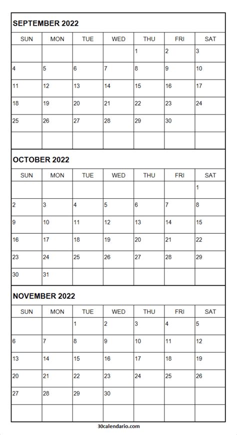 October November Calendar 2022