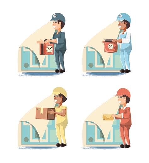 Premium Vector Couriers Delivery Service Characters Icon Vector