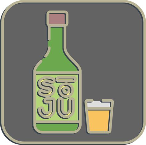 Icon soju korean alcohol. South Korea elements. Icons in embossed style