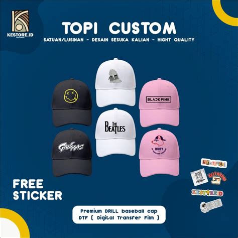 Jual Topi Custom Bebas Desain Kata Kata Gambar Shopee Indonesia