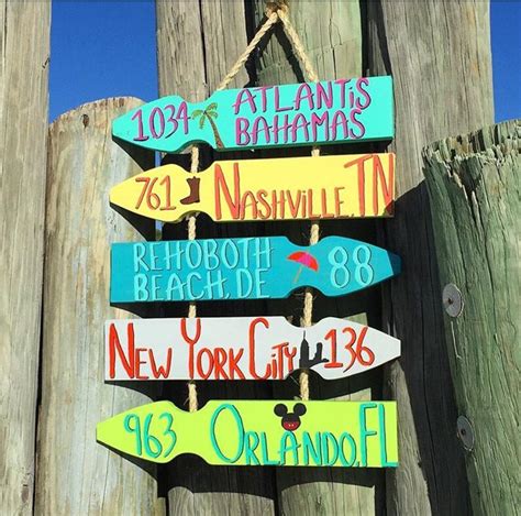 Custom Mile Marker Personalized Beach Sign Destination Sign Etsy