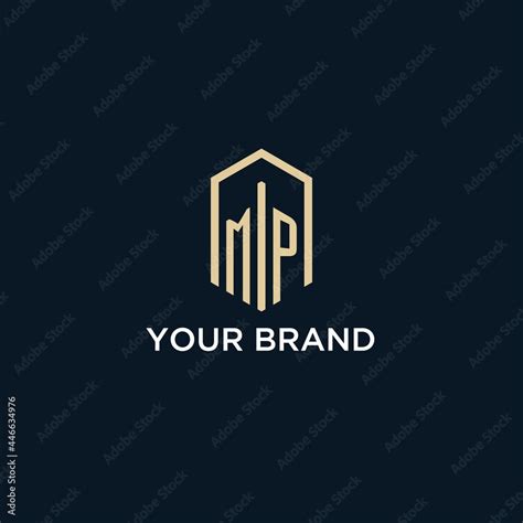 MP Initial Monogram Logo With Hexagonal Shape Style Real Estate Logo