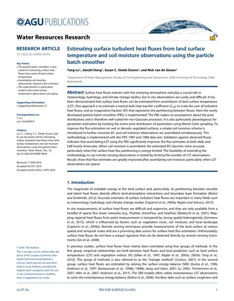 Pdf Estimating Surface Turbulent Heat Fluxes From Land Surface