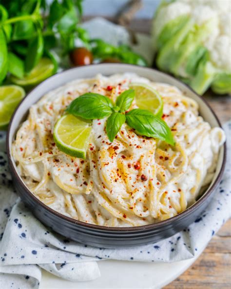 Gesunde Blumenkohl Pasta vegan ölfrei Mrs Flury