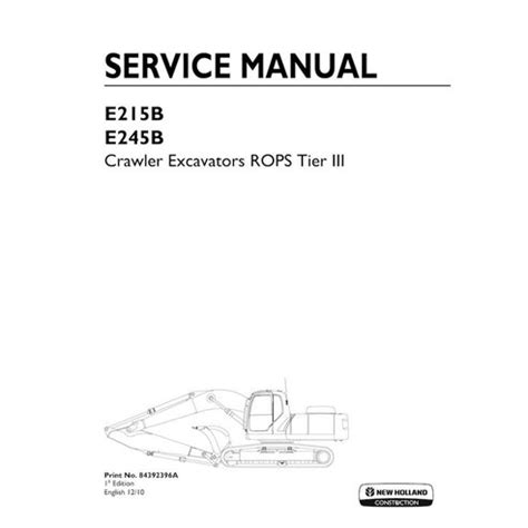 Manual De Servicio En Pdf De La Excavadora De Orugas New Holland E215B