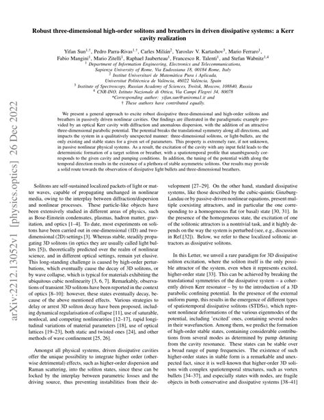 Pdf Robust Three Dimensional High Order Solitons And Breathers In