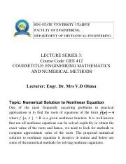 Module 6a Numerical Methods For Nonlinear Equations 1 Pdf LECTURE