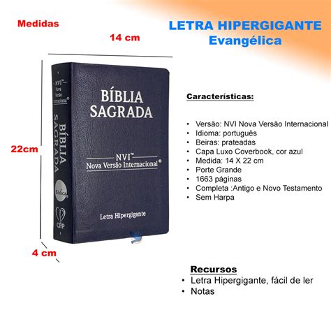 B Blia Sagrada Nvi Letra Hipergigante Luxo Coverbook Azul