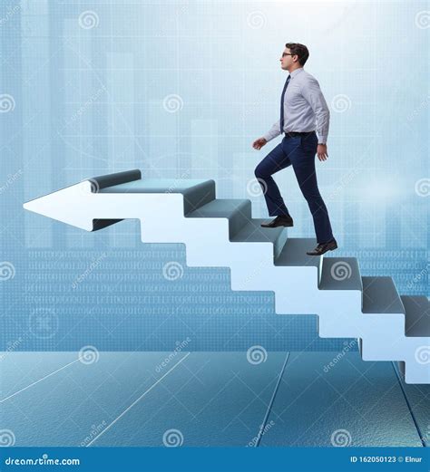 Businessman Climbing Career Ladder In Business Concept Stock Image