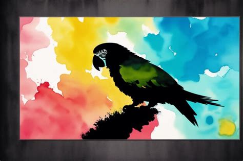 Premium Photo | A painting of a parrot with a rainbow colored background.