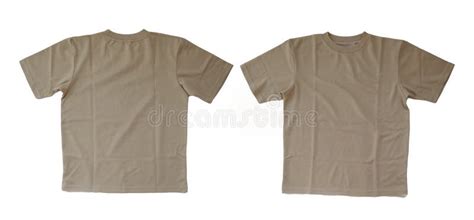 Mock-up of a Plain Beige T-shirt, Front and Back View. Stock Photo ...