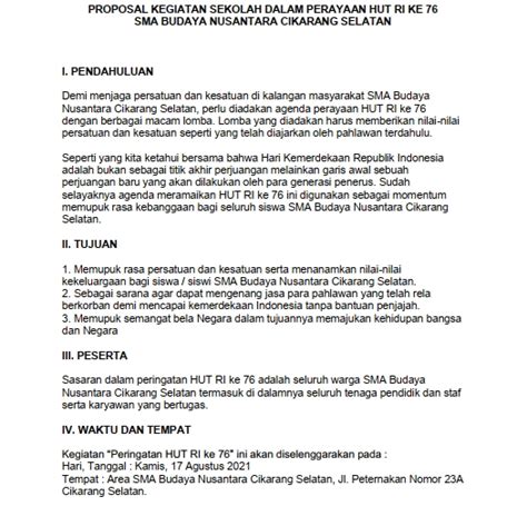 Contoh Proposal Kegiatan Agustus Di Sekolah