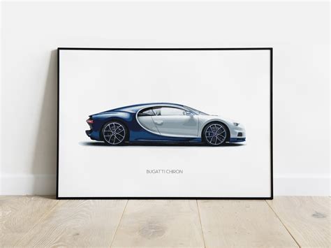 Bugatti Chiron Poster Car Digital Illustration Wall Art Printable