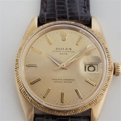 Mens Rolex Oyster Perpetual Date 1503 18k Solid Gold 1960s Automatic