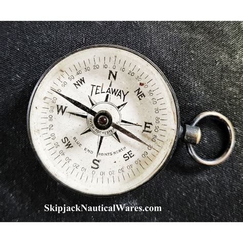 Antique Pocket Compass Telaway Skipjack Nautical Wares