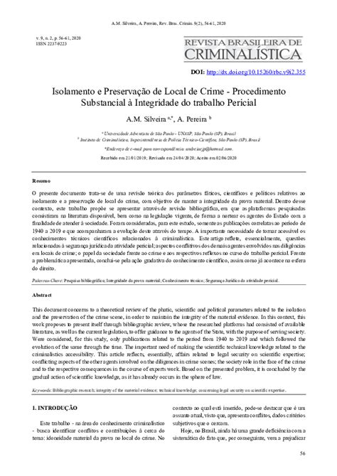 Pdf Isolamento E Preservação De Local De Crime Procedimento