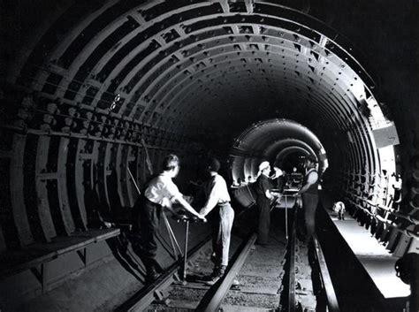 Bw Print Permanent Way Gang At Work In Southbound Bakerloo Line