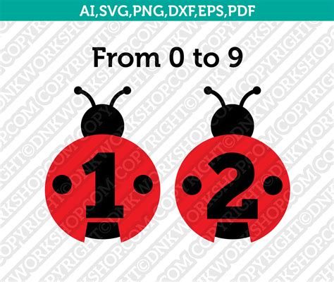 Ladybug Numbers Svg Vector Cricut Cut File Clipart Png Dxf Eps