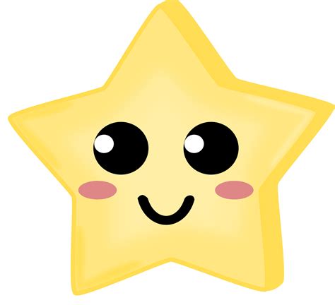 Cute Yellow Star Smile Face Big Eyes And Medium Light Dot Doodle Star